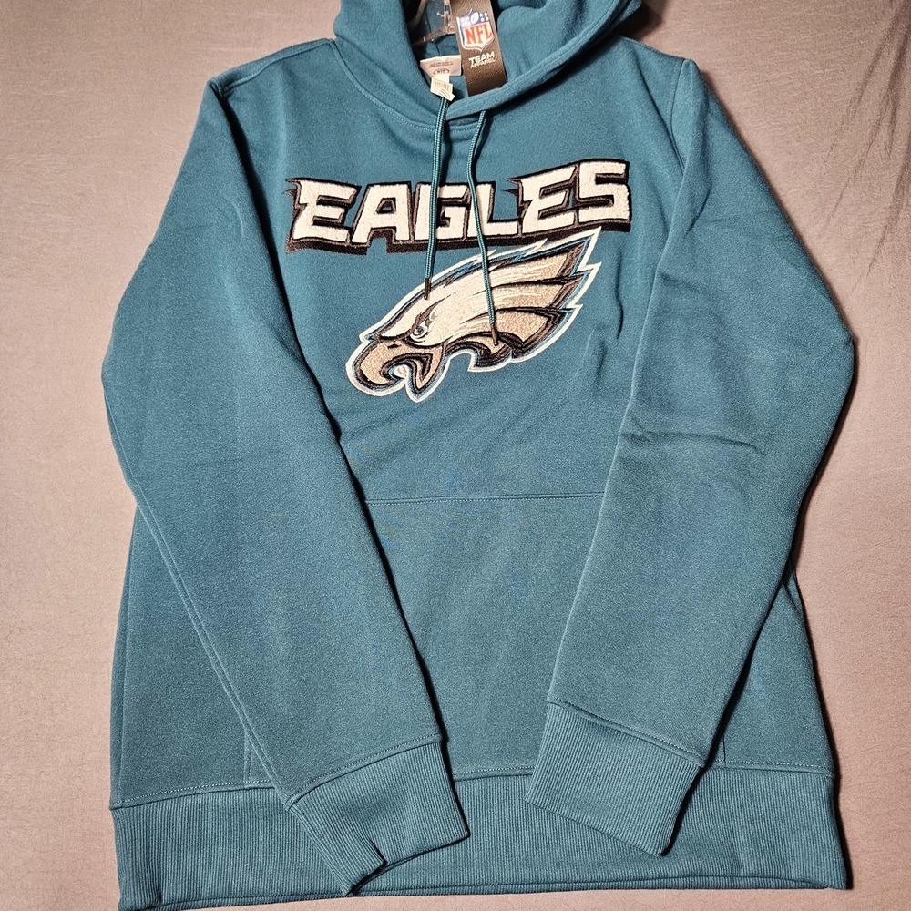 Philadelphia Eagles NFL Team Apparel Green Chenille Hoodie Mens Large NWT